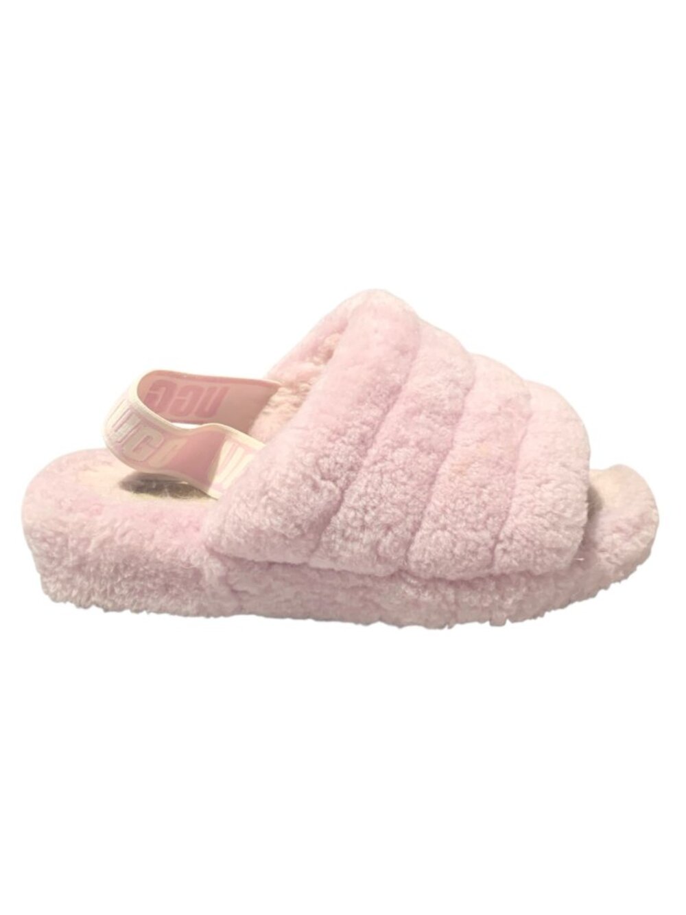 UGG Pink Fluff Yeah Sheepkin Slide-On Open Toe Ankle Strap Platform Slippers 8 - Picture 3 of 8